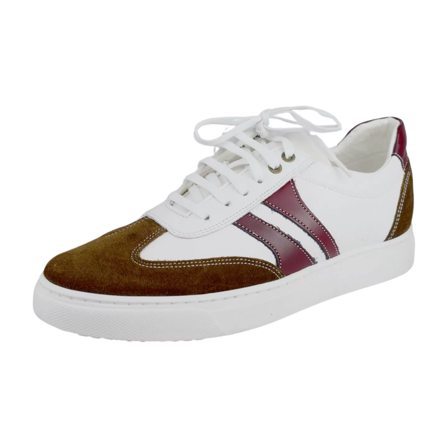 Basket pour homme 500 blanc / bordeaux cuir   .....   sandale médicale femme confortable Maroc
